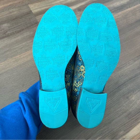 John Fluevog Biblio Barnett Blue & Green Floral Flat Mary Janes Size 9 - Picture 12 of 12